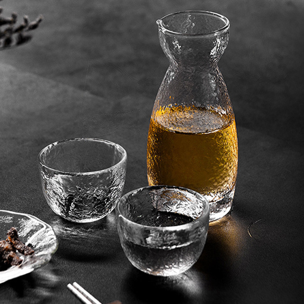 Home Bar Set - 1Set Hammered Texture Sake Cup Kit
