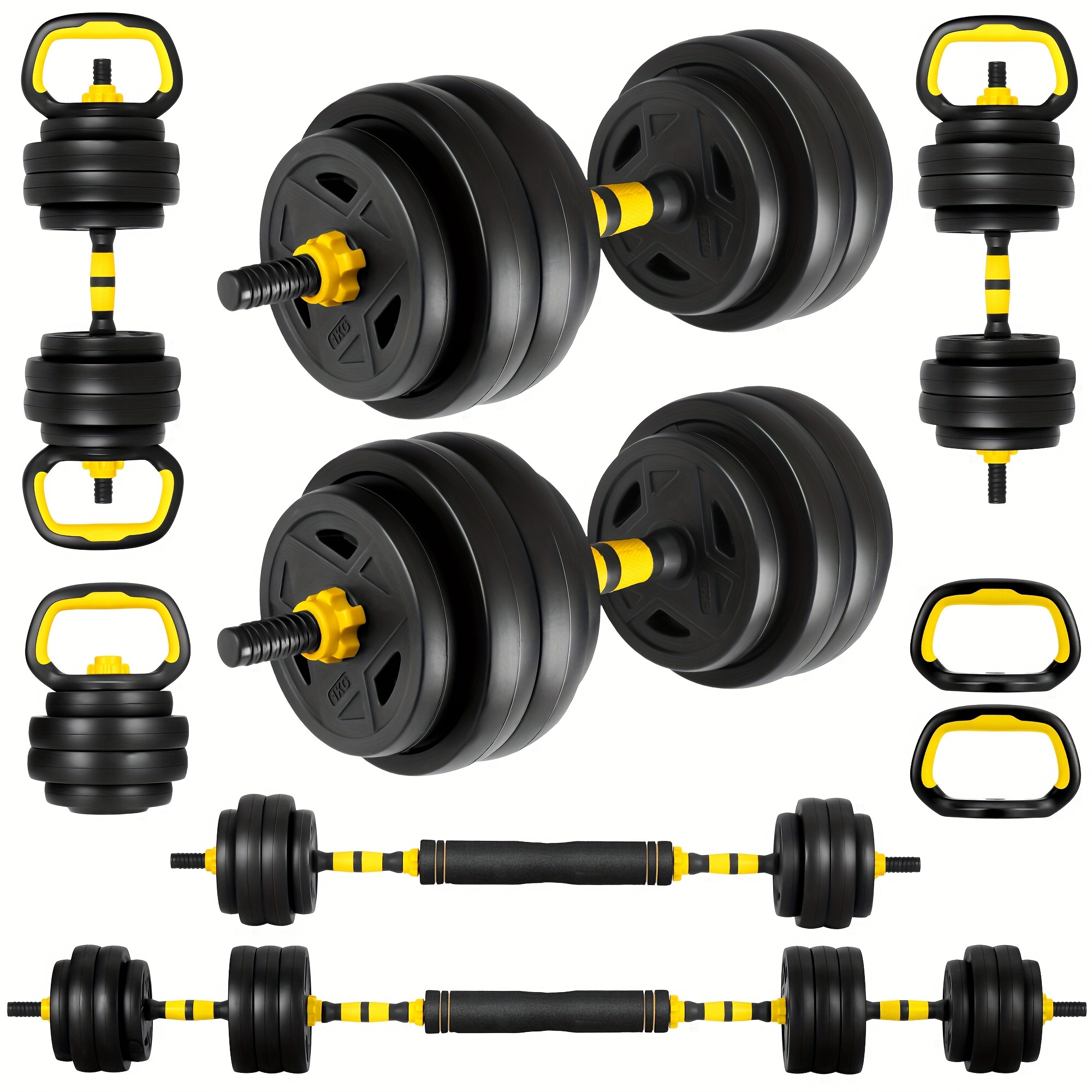 Home Bar Set - Yellow 4-in-1 Adjustable Dumbbell And Barbell