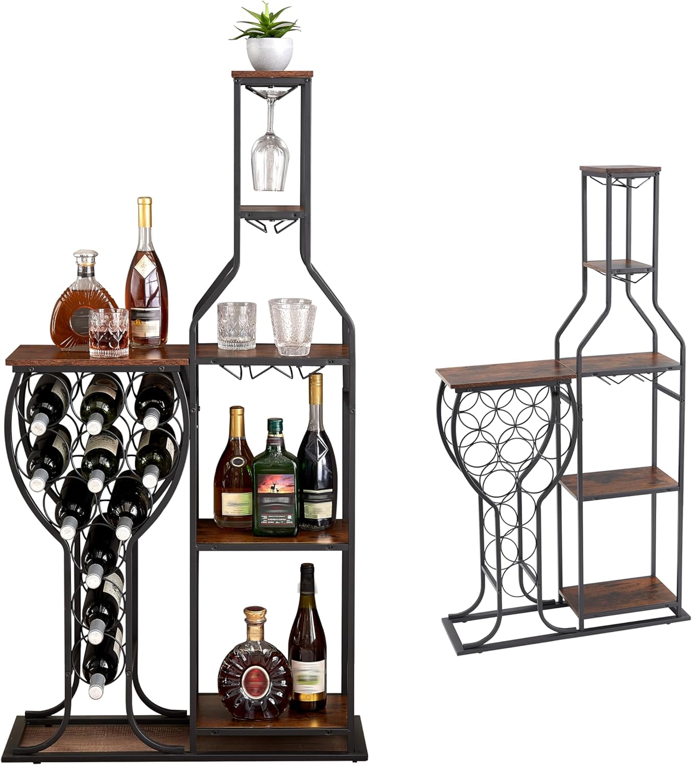 Home Bar And Cabinet - 5-Tier Wine Rack Freestanding Floor, 11