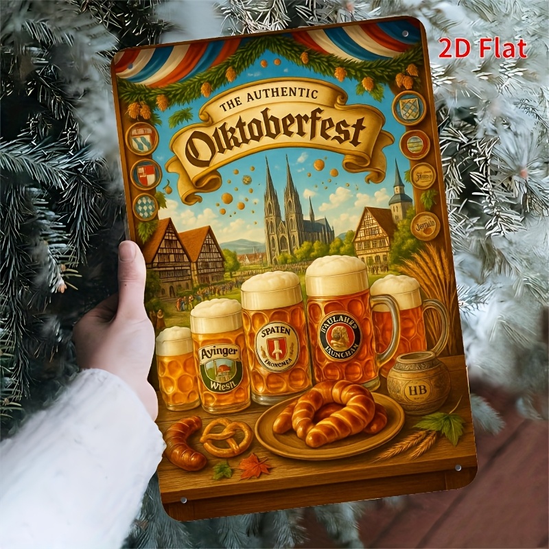Home Bar Set - -Plate Set Oktoberfest Metal Sign -