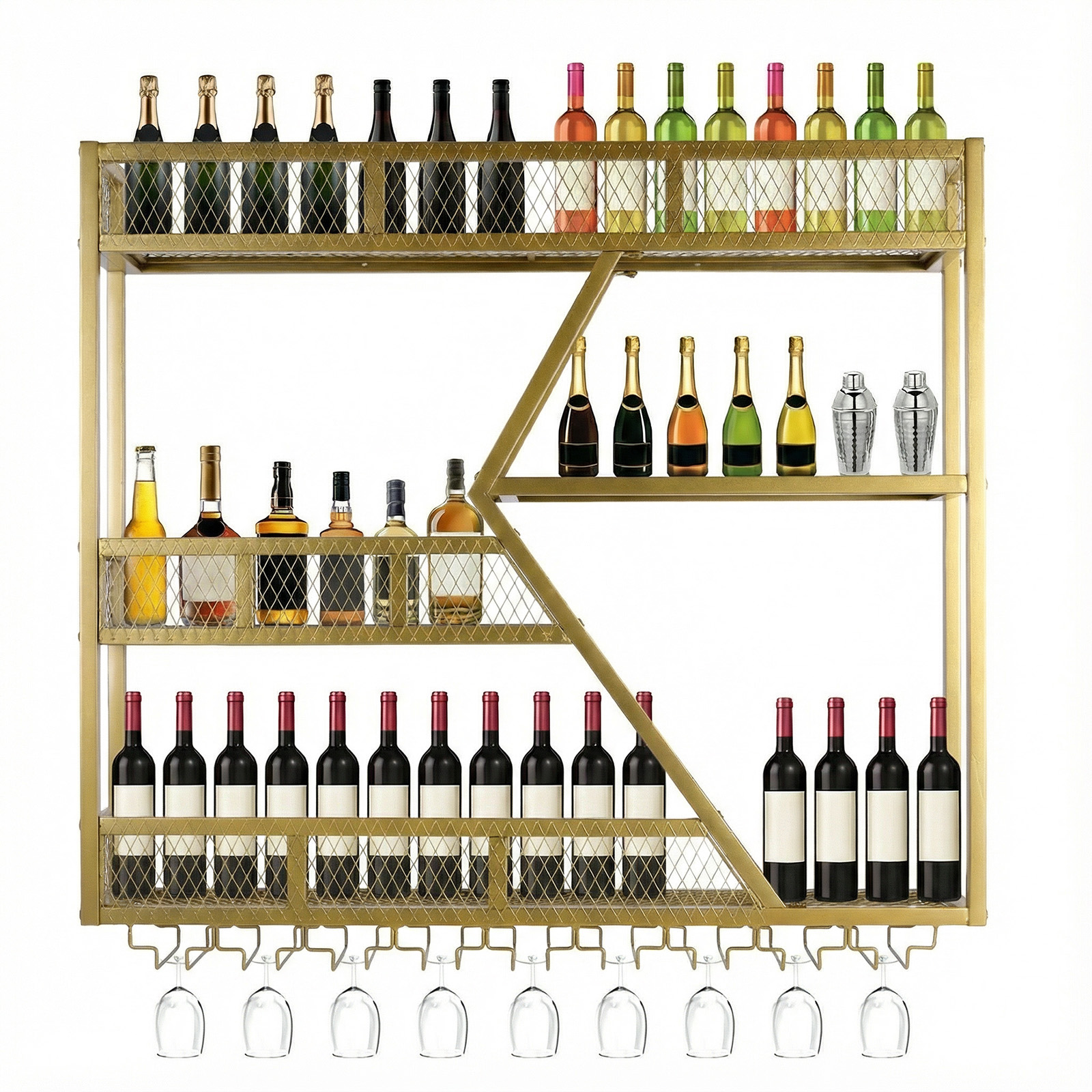 39in 3-Tiers Liquor Shelf Wall - Home Bar And Cabinet recension och pris