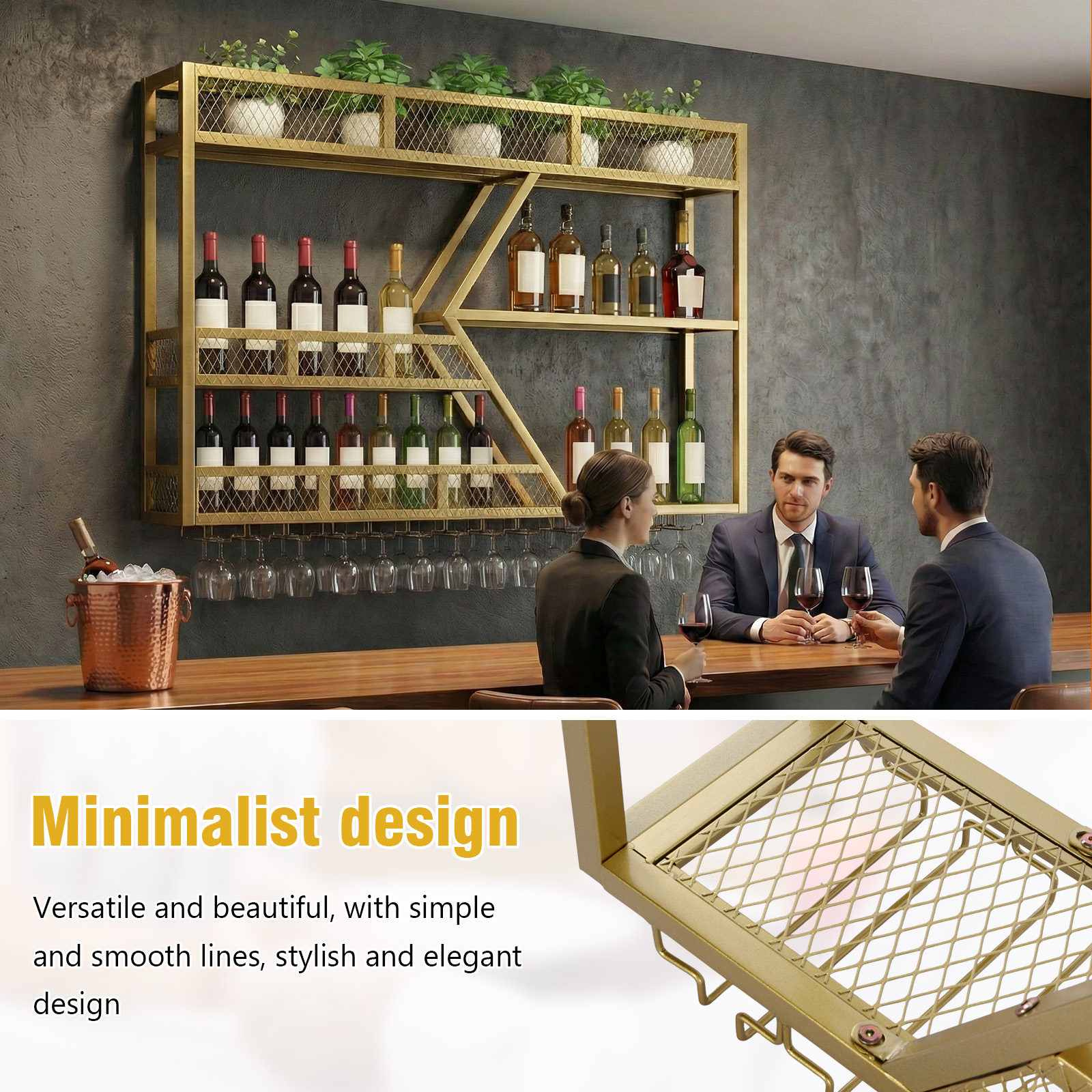39in 3-Tiers Liquor Shelf Wall - Home Bar And Cabinet recension och pris