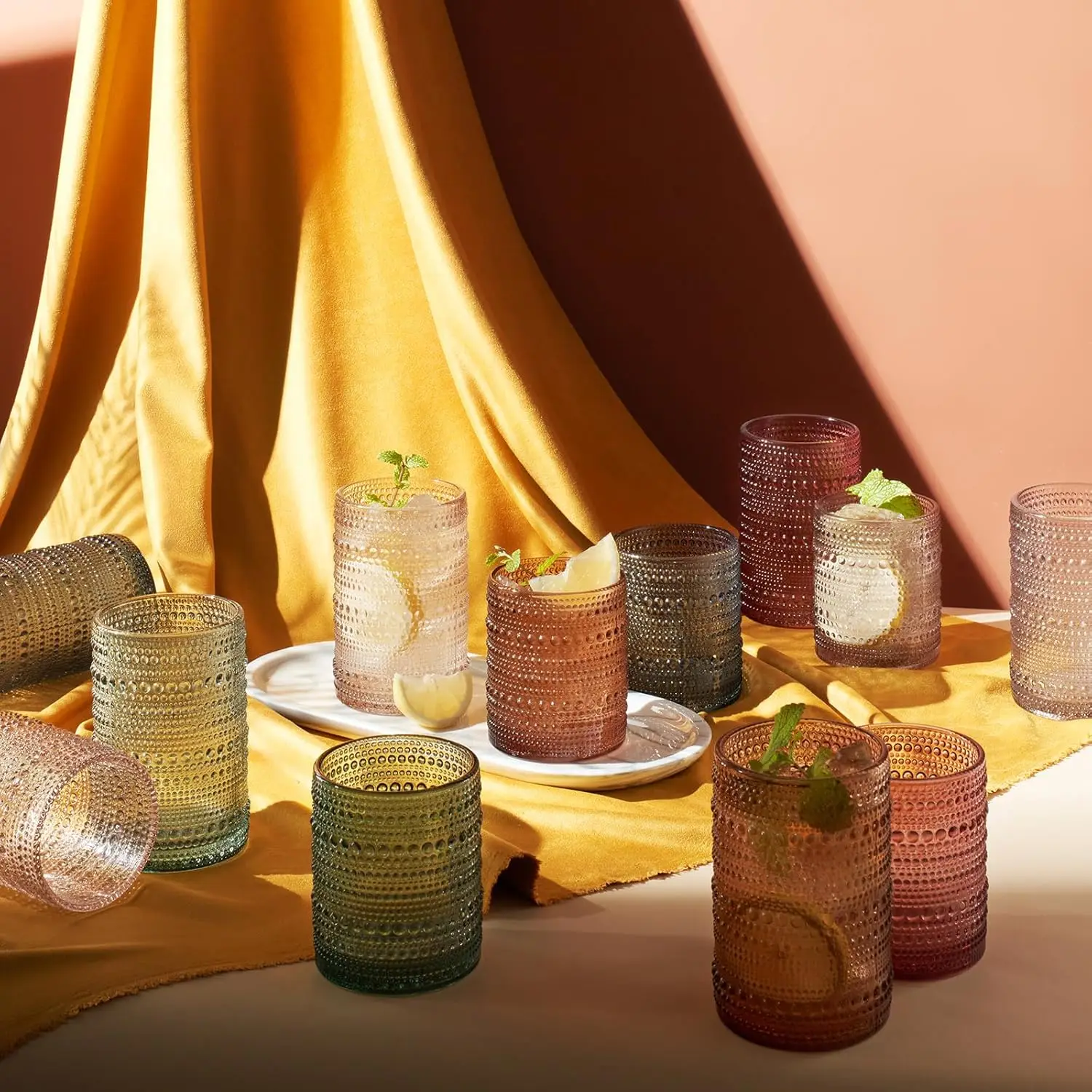 Hobnail Beaded Highball Drinki - Highball Glass Set recension och pris