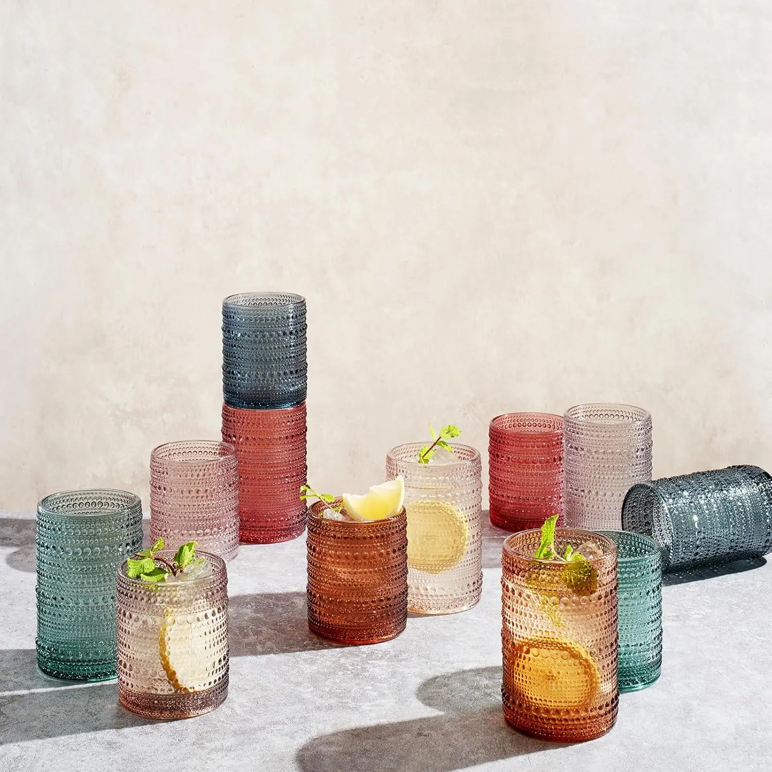 Hobnail Beaded Highball Drinki - Highball Glass Set recension och pris