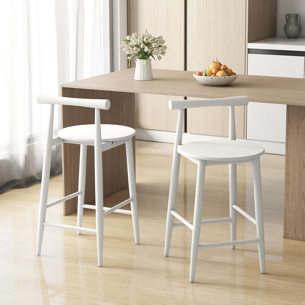 Set of 2 White Wooden Bar Chai - Home Bar And Counter recension och pris
