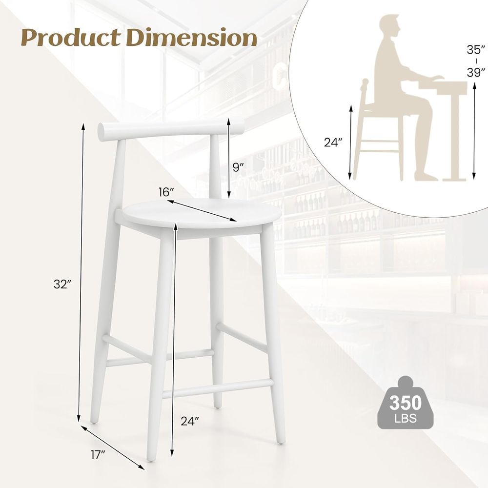 Set of 2 White Wooden Bar Chai - Home Bar And Counter recension och pris