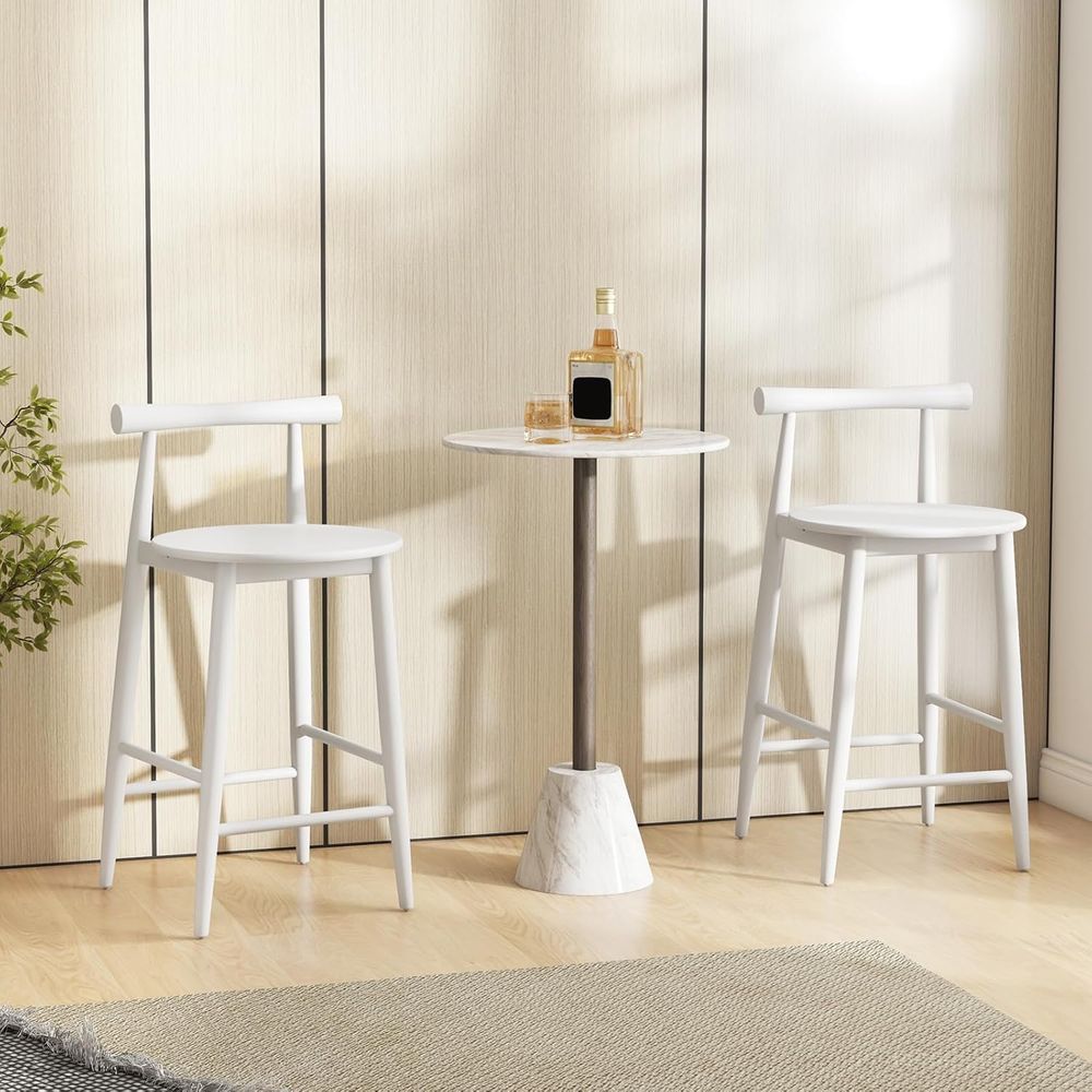 Set of 2 White Wooden Bar Chai - Home Bar And Counter recension och pris