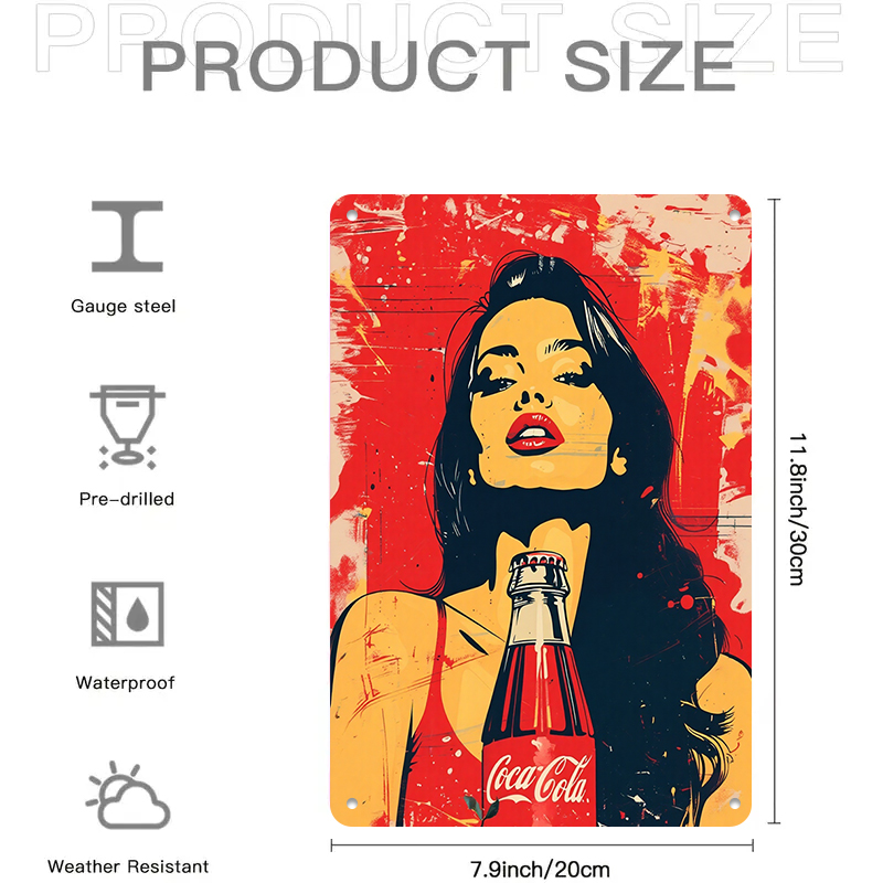 1PC 2D flat vintage Coca Cola  - Home Bar And Coffee recension och pris