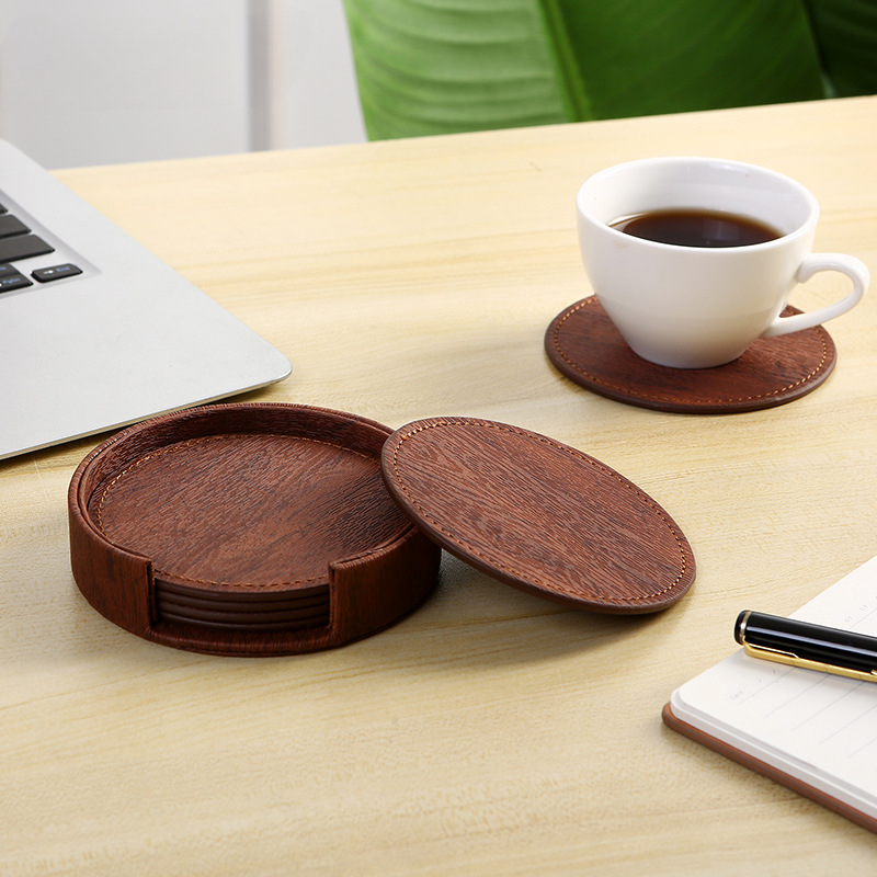 6 Wood Grain Leather Coasters  - Home Bar And Counter recension och pris