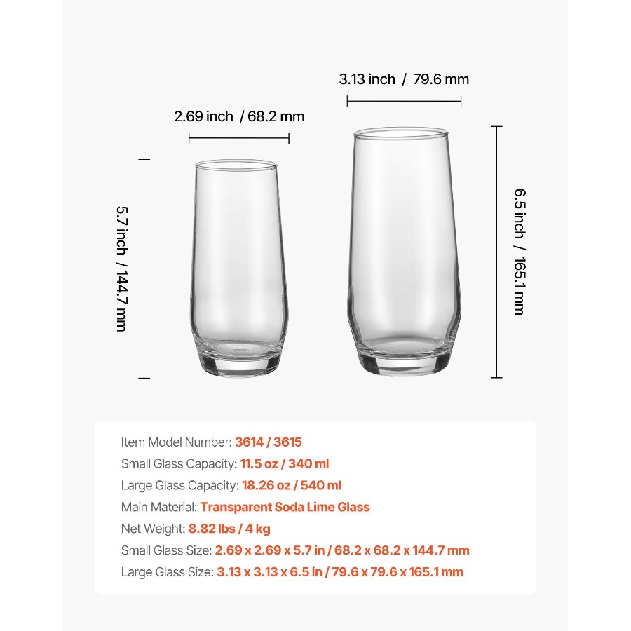 Drinking Glasses Set, 16-Piece - Highball Glass Set recension och pris