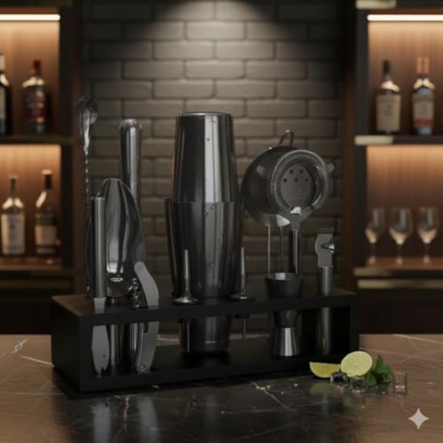 13-Piece Gunmetal Black Stainl - Boston Shaker Set recension och pris