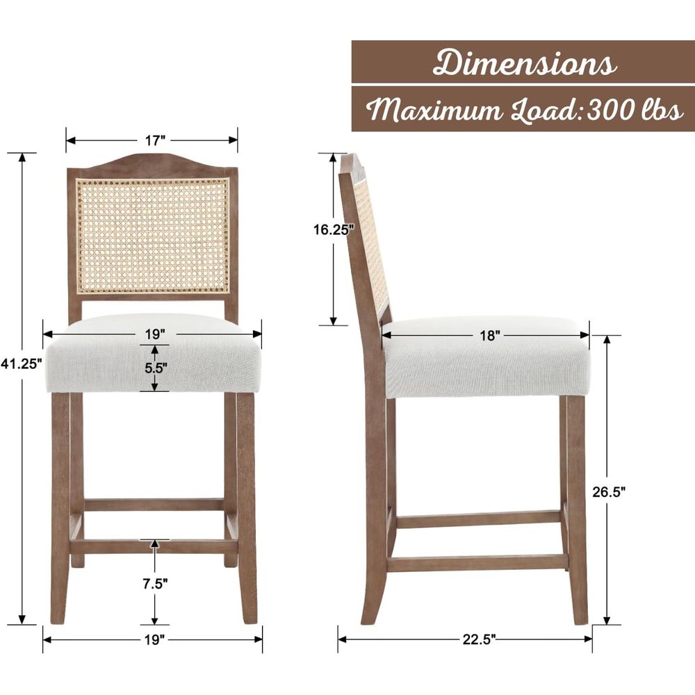 Set of 4 Linen Beige Cane Back - Home Bar And Counter recension och pris