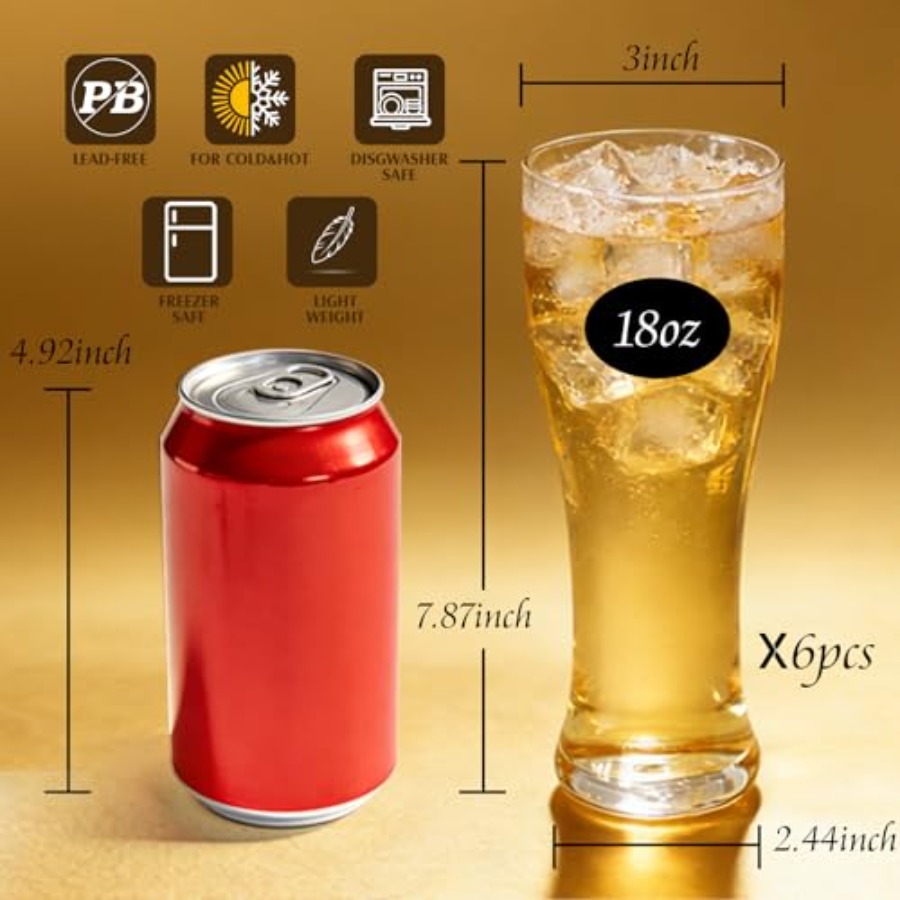 18 oz Pilsner Beer Glasses Set - Highball Glass Set recension och pris