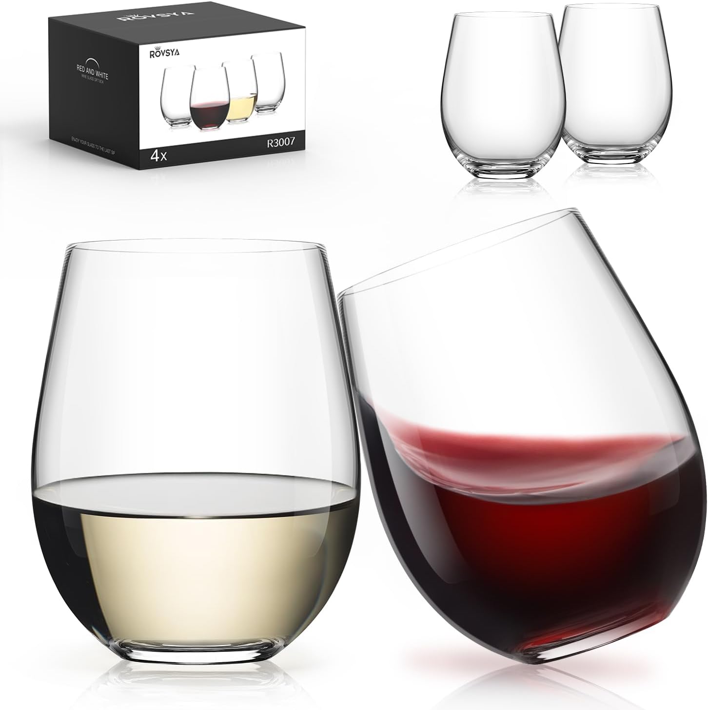 Stemless Wine Glasses Set of 4 - Home Bar Set recension och pris