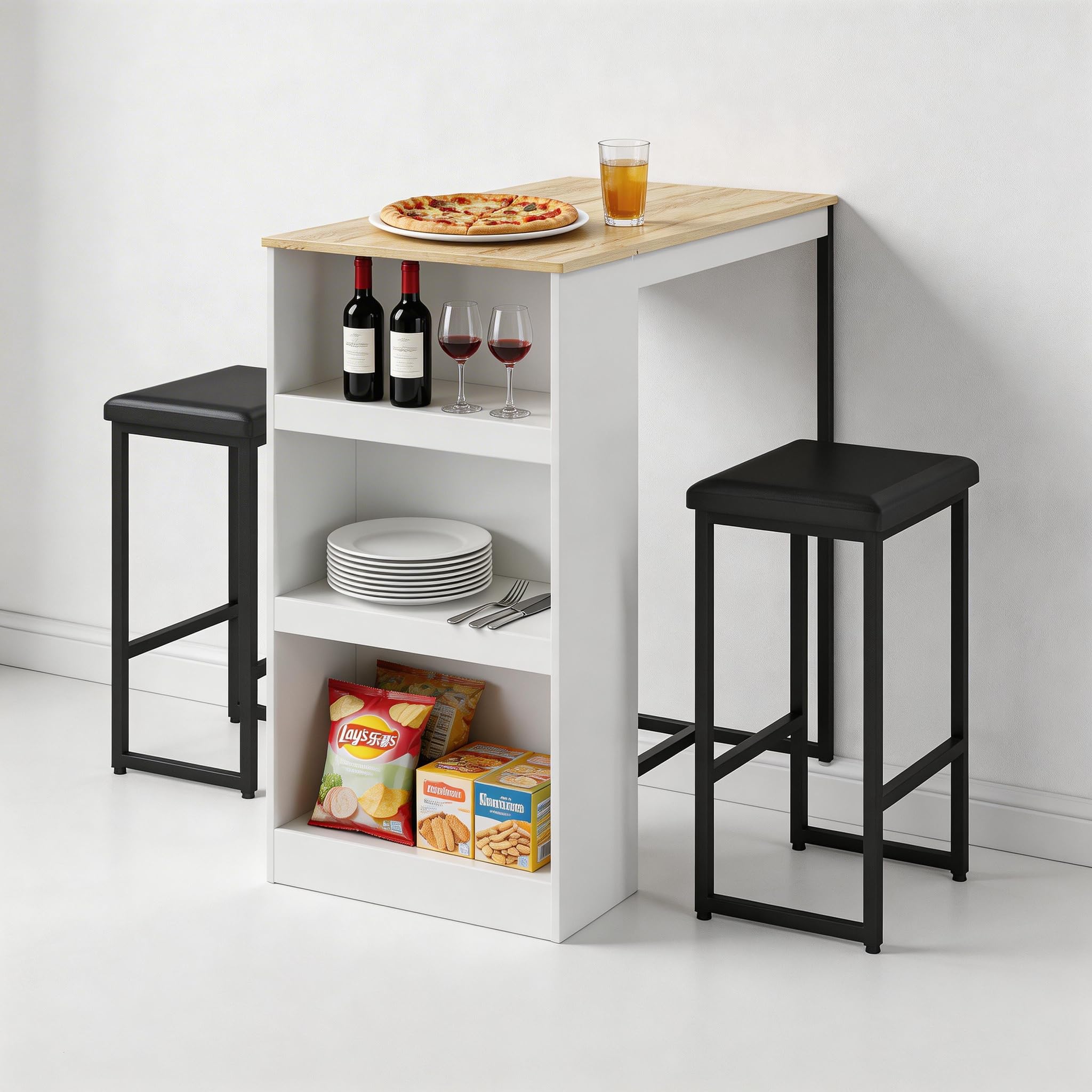 3-Piece Bar Table Set With 3 S - Home Bar And Counter recension och pris