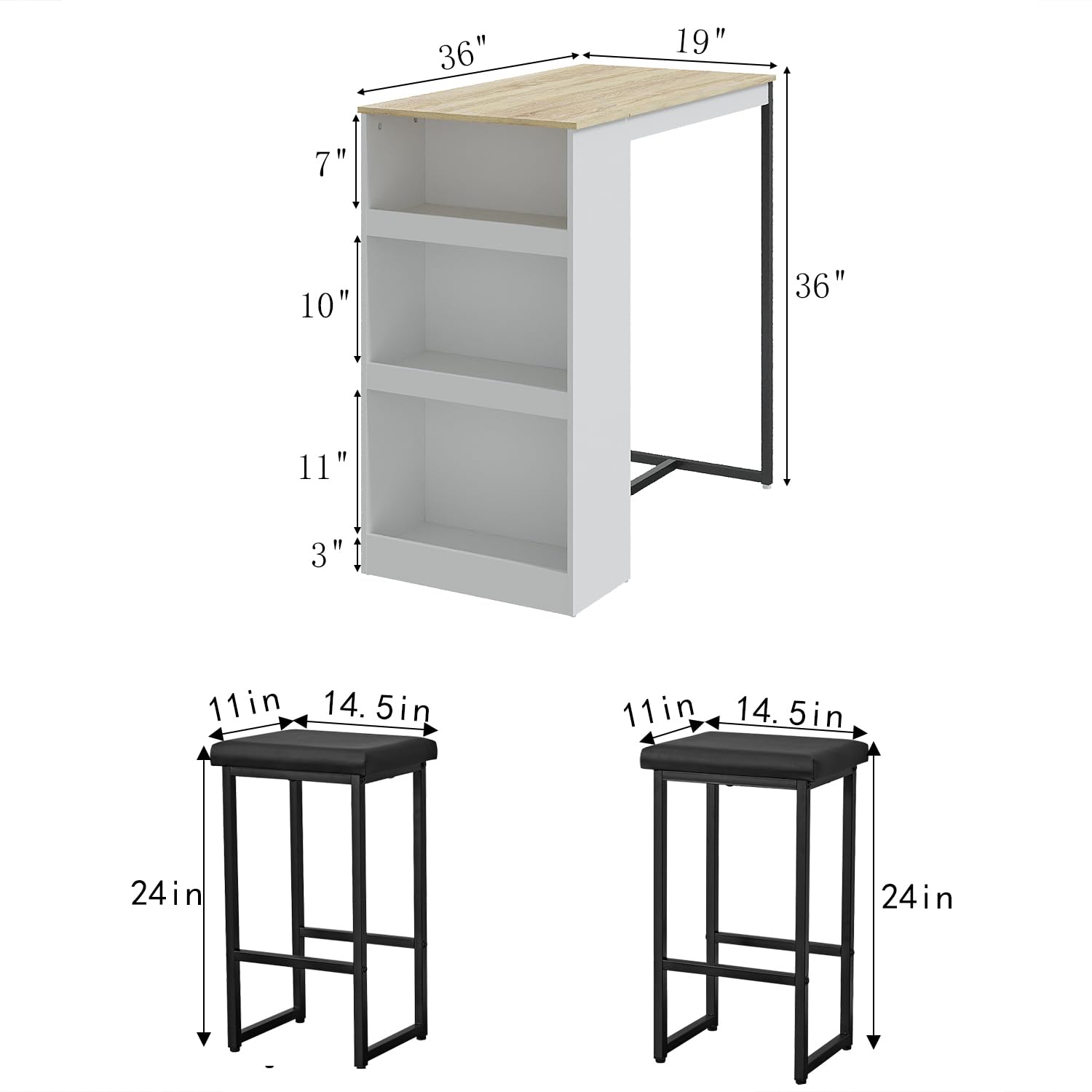 3-Piece Bar Table Set With 3 S - Home Bar And Counter recension och pris