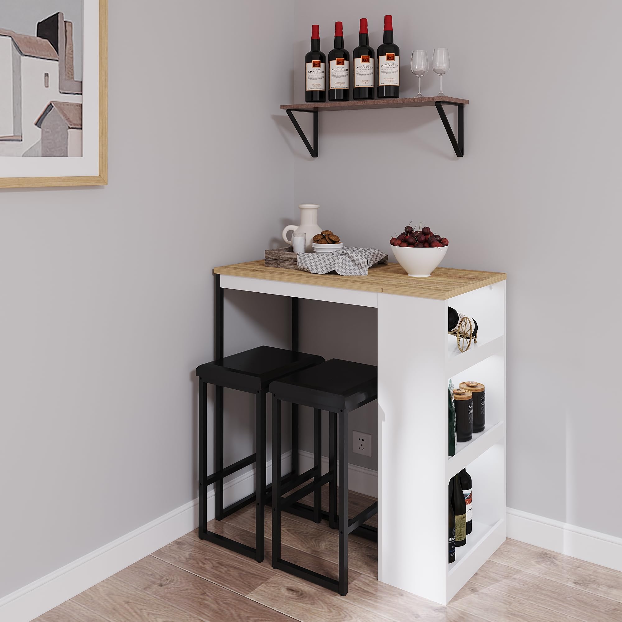 3-Piece Bar Table Set With 3 S - Home Bar And Counter recension och pris