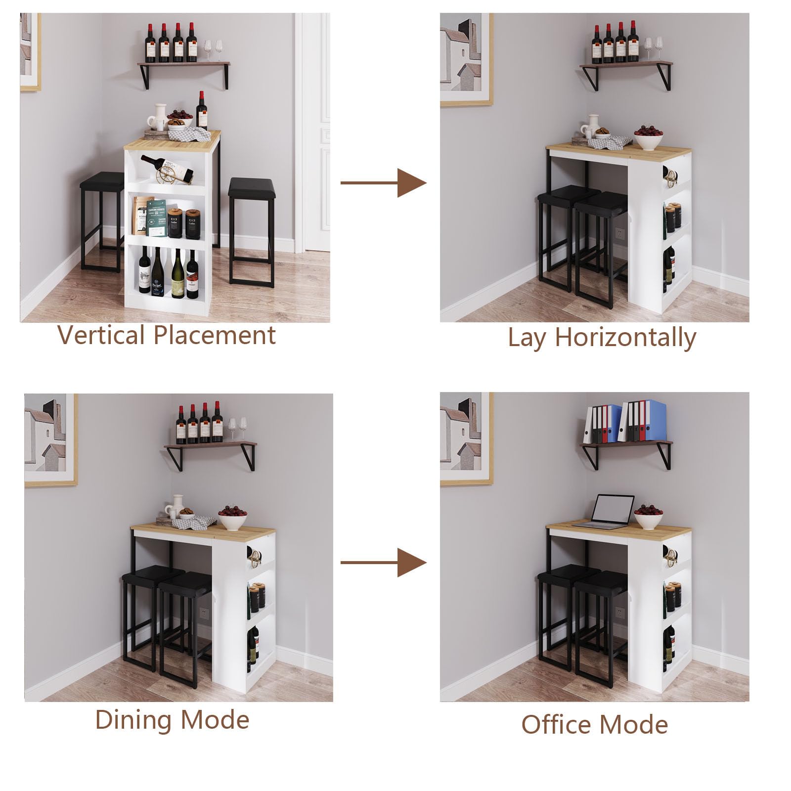 3-Piece Bar Table Set With 3 S - Home Bar And Counter recension och pris