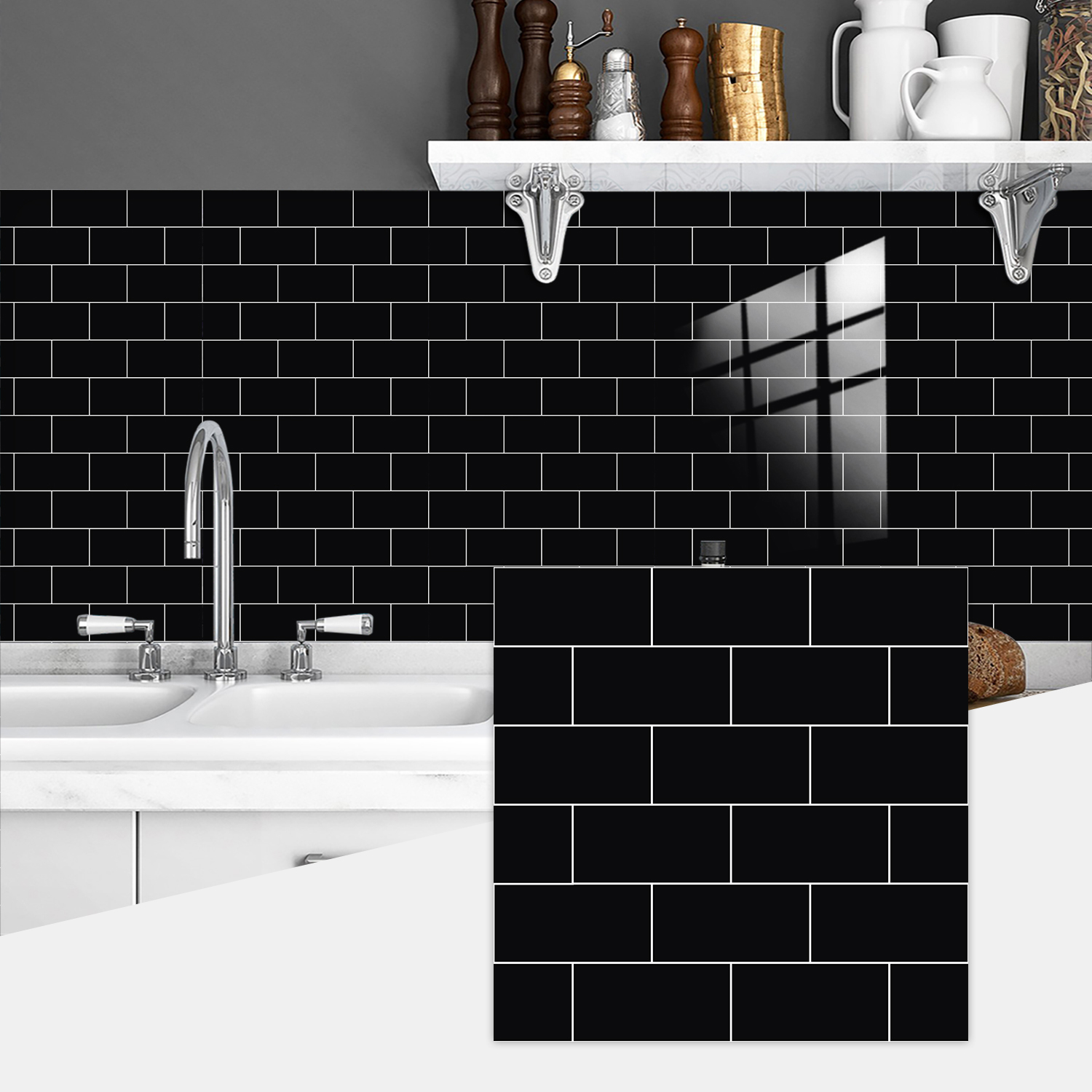 10pcs Black Embossed Marble Br - Home Bar Sink recension och pris
