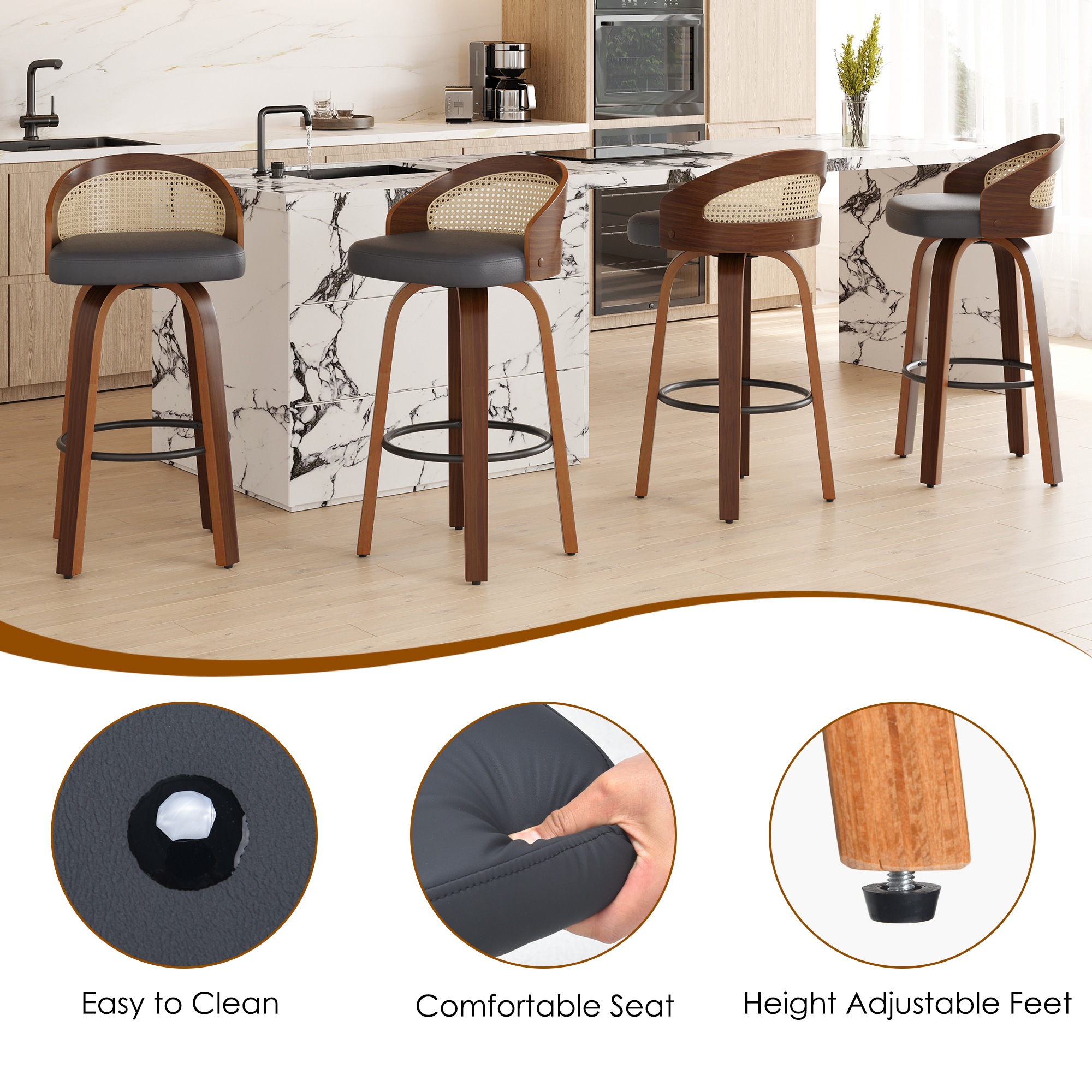 Set of 2 Swivel Bar Stools, Mo - Home Bar Lounge recension och pris