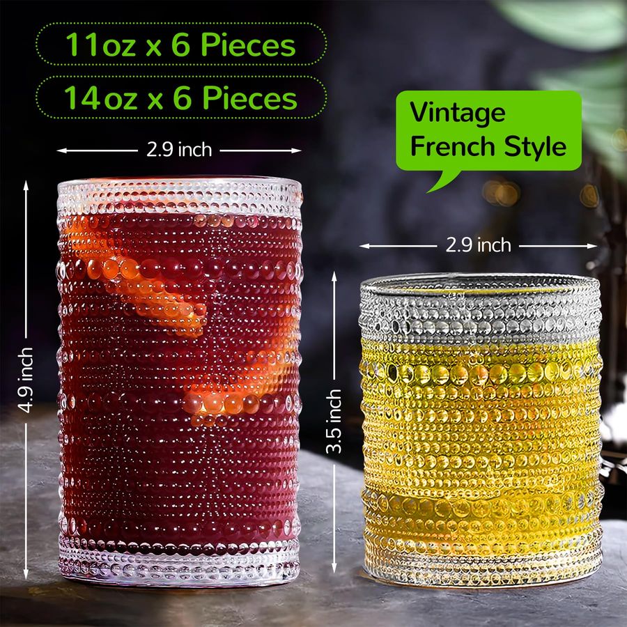 Vintage Hobnail Drinking Glass - Old Fashioned Glass recension och pris