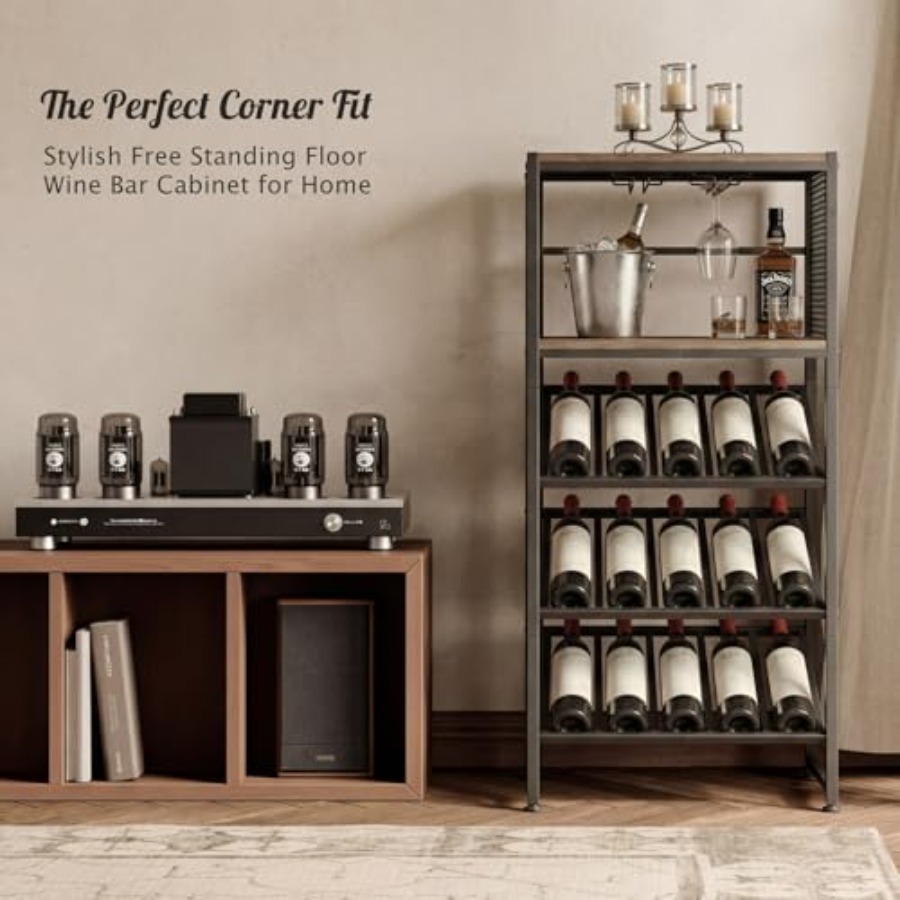 Corner Wine Rack with Glass Ho - Home Bar And Cabinet recension och pris