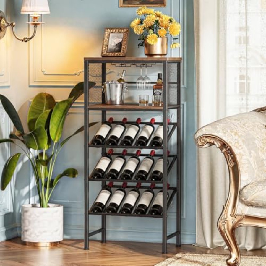 Corner Wine Rack with Glass Ho - Home Bar And Cabinet recension och pris