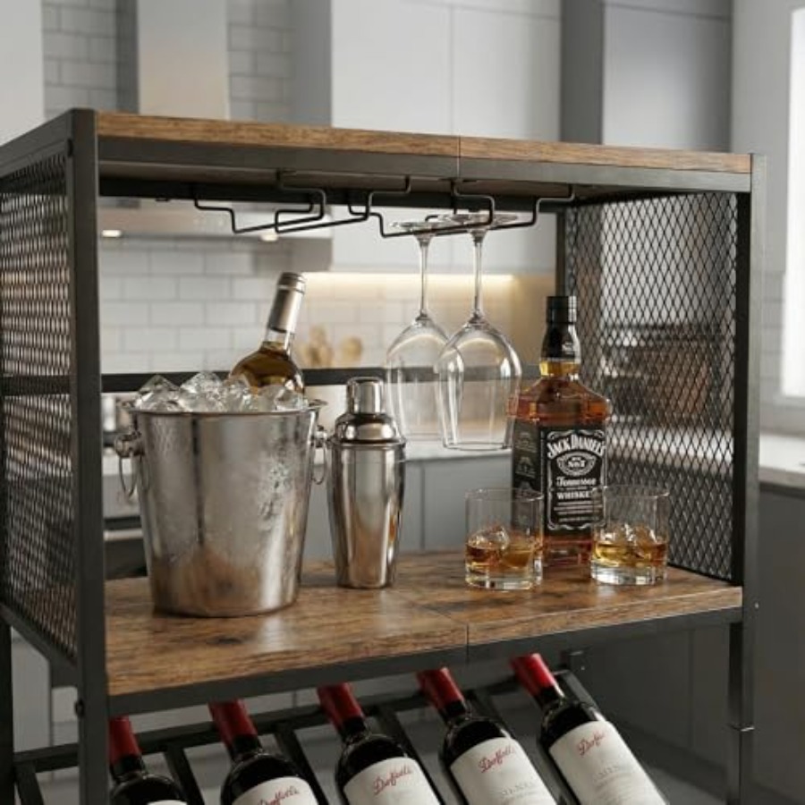 Corner Wine Rack with Glass Ho - Home Bar And Cabinet recension och pris